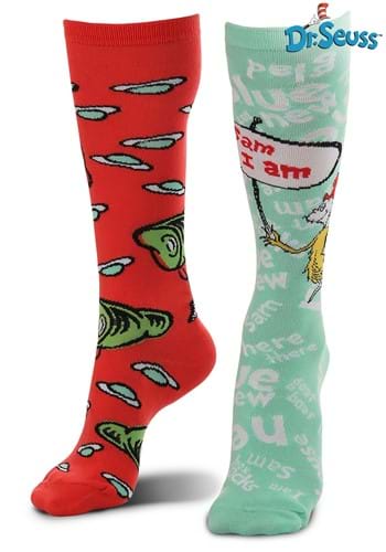 Green Eggs & Ham Mismatched Knee High Costume Sock